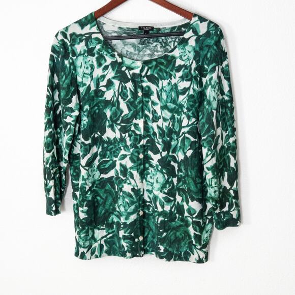 Talbots Tops - Talbots Women’s Blouse Green Floral Botanical Garden Prep Lightweight Knit Large